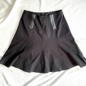 White House Black Market Black A line Skirt with Leather Details